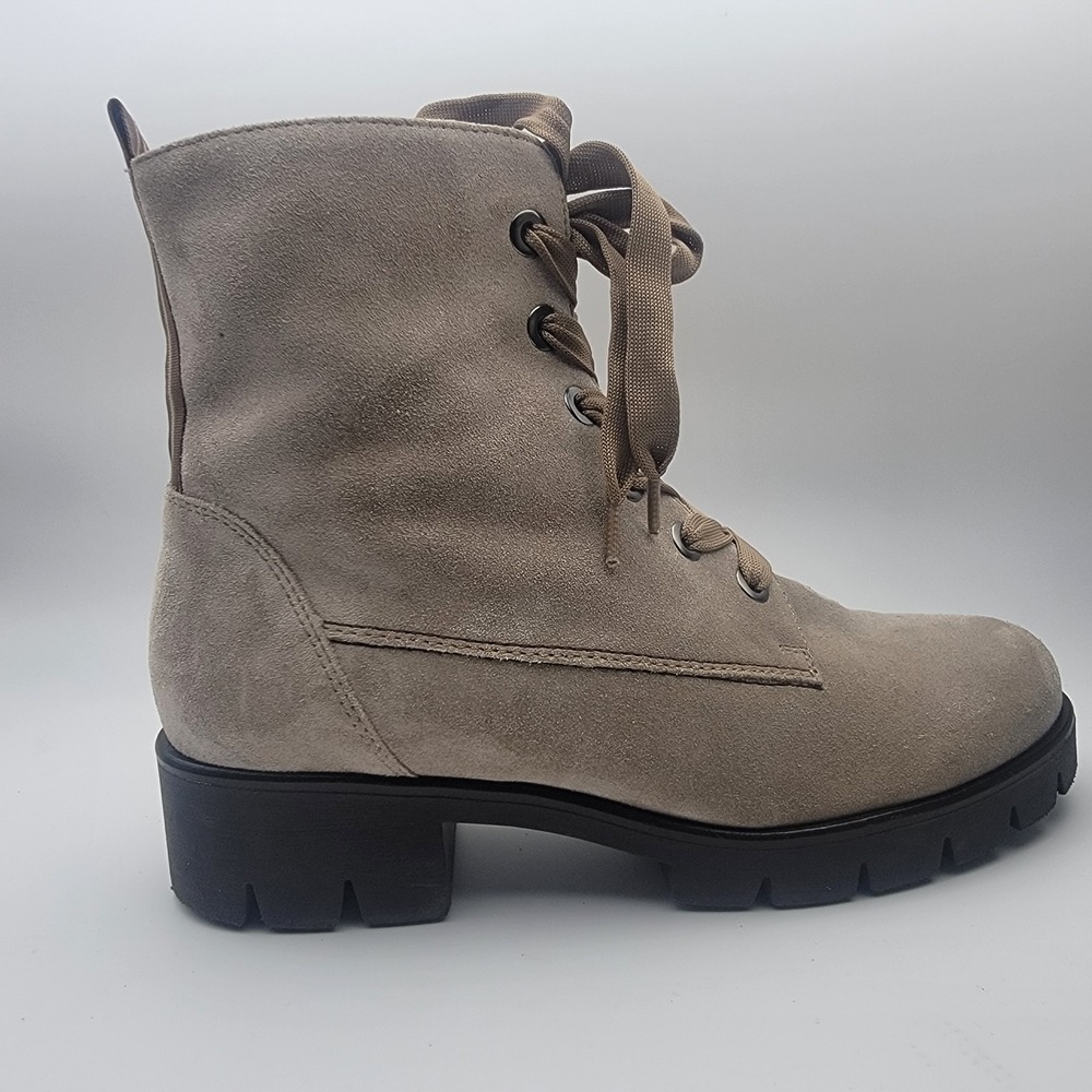 Gabor Womens Taupe Suede Lace Up Side Zip Lug Sole Combat Ankle Boots Size 7.5 - Picture 9 of 12